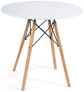 Кухонный стол CINDY NEXT, металл/мдф/бук, D80х75см, белый/натуральный арт.13067 в Элисте
