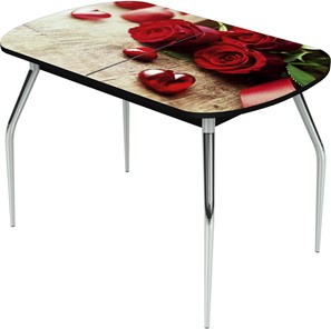 Раздвижной стол Ривьера исп.1 ноги хром №5 Фотопечать (Цветы №33) в Элисте