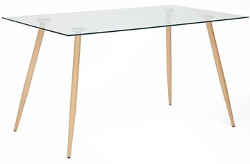 Стол со стеклянной столешницей SOPHIA (mod. 5003) металл/стекло (8мм), 140x80x75, бук/прозрачный арт.12098 в Элисте