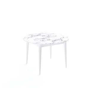 Обеденный круглый стол Kenner W1200 (Белый/Мрамор белый) в Элисте