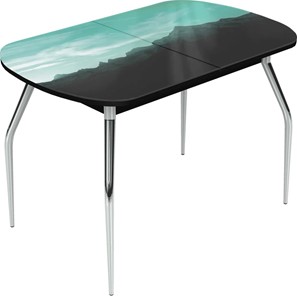 Обеденный раздвижной стол Ривьера исп.2 хром №5 (Exclusive h179/черный) в Элисте