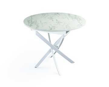 Обеденный стол 55.04 Адажио, мрамор белый/белый/металл белый в Элисте