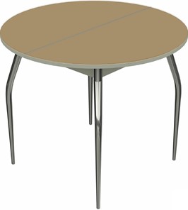 Обеденный круглый стол Ривьера исп. круг хром №5 (стекло капучино/белый) в Элисте