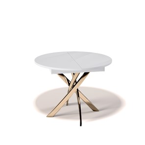 Круглый стол на кухню Kenner R1100 (Золото/Белое/Стекло белое глянец) в Элисте
