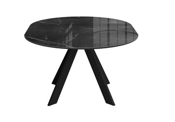 Стол на кухню раздвижной DikLine SFC110 d1100 стекло Оптивайт Черный мрамор/подстолье черное/опоры черные в Элисте