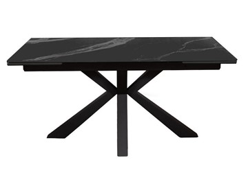 Стол обеденный раскладной раздвижной DikLine SFE160 Керамика Черный мрамор/подстолье черное/опоры черные (2 уп.) в Элисте