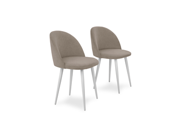 Комплект из 2-х  мягких стульев для кухни Лайт бежевый белые ножки в Элисте