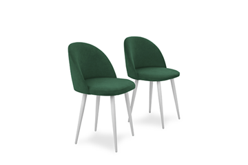 Комплект из 2-х  мягких стульев для кухни Лайт изумрудный белые ножки в Элисте
