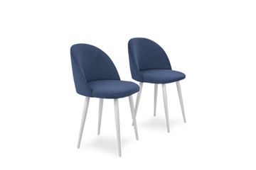 Комплект из 2-х кухонных стульев Лайт синий белые ножки в Элисте