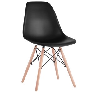 Комплект стульев 4 шт. BRABIX "Eames CF-010", пластик черный, опоры дерево/металл, 532631, 2033A в Элисте