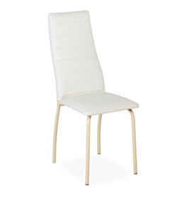 Обеденный стул Волна, прошивка горизонтально, каркас металл бежевый, экотекс белый в Элисте