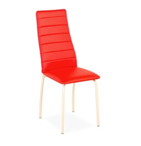 Кухонный стул Волна, прошивка горизонтально, каркас металл бежевый, экотекс красный в Элисте