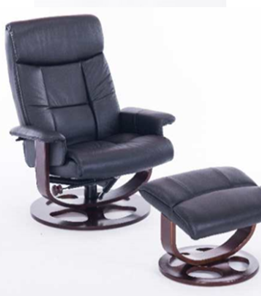 Кресло ДамОфис J6011 для релаксации нат. кожа / дерево, черный в Элисте