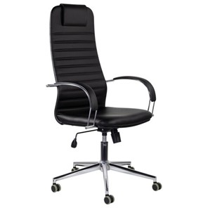 Кресло Brabix Premium Pilot EX-610 CH (хром, кожзам, черное) в Элисте