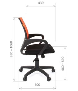 Кресло компьютерное CHAIRMAN 696 black Сетчатый акрил DW66 оранжевый в Элисте - предосмотр 2