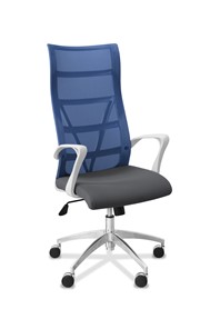 Офисное кресло Топ X белый каркас, сетка/ткань Bahama / синяя/серая в Элисте