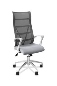 Кресло для руководителя Топ X белый каркас, сетка/ткань TW / серая/ серая в Элисте