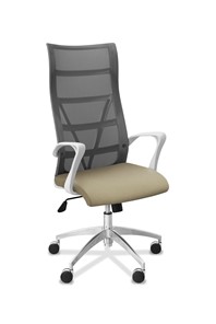 Кресло офисное Топ X белый каркас, сетка/ткань TW / серая/светло-серая в Элисте