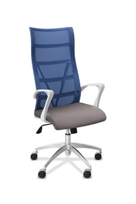 Кресло офисное Топ X белый каркас, сетка/ткань TW / синяя/серая в Элисте