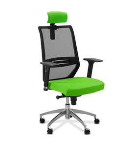 Кресло для руководителя Aero lux с подголовником, сетка/ткань TW / черная/ салатовая в Элисте