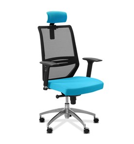 Офисное кресло Aero lux с подголовником, сетка/ткань TW / черная/голубая в Элисте