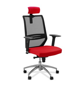 Офисное кресло для руководителя Aero lux с подголовником, сетка/ткань TW / черная/красная в Элисте