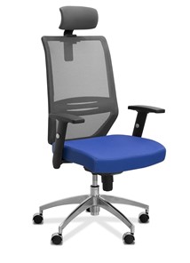 Офисное кресло Aero с подголовником, сетка/ткань TW / черная/ синяя в Элисте