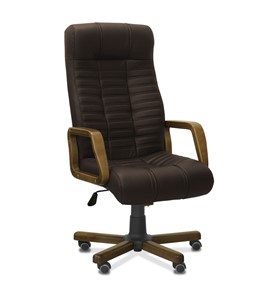 Кресло для руководителя Атлант W, экокожа премиум / тёмно-коричневая CN1113/ дерево - орех в Элисте