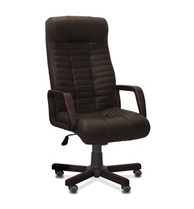 Офисное кресло для руководителя Атлант W, экокожа премиум / тёмно-коричневая CN1113/ дерево - венге в Элисте
