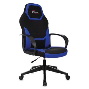 Кресло офисное BRABIX "Alpha GM-018", ткань/экокожа, черное/синее, 532638, GM-018_532638 в Элисте