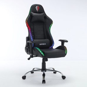 Офисное кресло BRABIX "Lumen GM-150 RGB", подсветка, две подушки, экокожа, черное, 532801 в Элисте