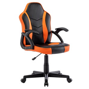 Кресло компьютерное BRABIX "Shark GM-203", экокожа, черное/оранжевое, 532513 в Элисте