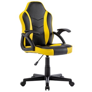 Кресло компьютерное BRABIX "Shark GM-203", экокожа, черное/желтое, 532514 в Элисте