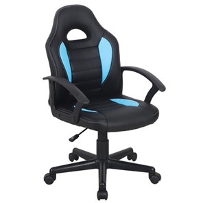 Кресло офисное BRABIX "Spark GM-201", экокожа, черное/голубое, 532505 в Элисте