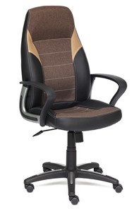 Кресло компьютерное INTER кож/зам/ткань, черный/коричневый/бронзовый, 36-6/3М7-147/21 арт.12016 в Элисте