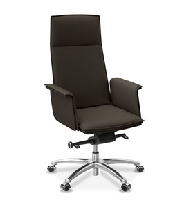 Офисное кресло для руководителя Лео, экокожа премиум / темно-коричневая CN1113 в Элисте