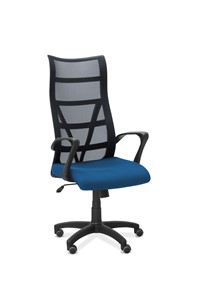 Кресло офисное Топ, сетка/ткань TW / черная/синяя в Элисте
