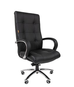 Кресло компьютерное CHAIRMAN 424 Кожа черная в Элисте