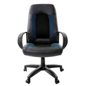 Компьютерное кресло Brabix Strike EX-525 (экокожа черная/синяя, ткань серая, TW) в Элисте