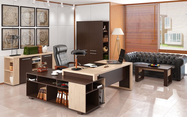 Кабинет руководителя ALTO с высоким шкафом для одежды, низким для документов и журнальным столиком в Элисте - изображение 2