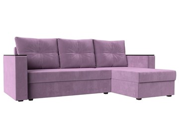 Угловой диван с оттоманкой Атланта Лайт Б/С, Сиреневый (Микровельвет) в Элисте