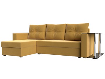 Угловой раскладной диван Атланта Лайт, Желтый (микровельвет) в Элисте