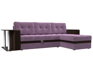 Угловой раскладной диван Атланта М, Сиреневый/Коричневый (микровельвет) в Элисте