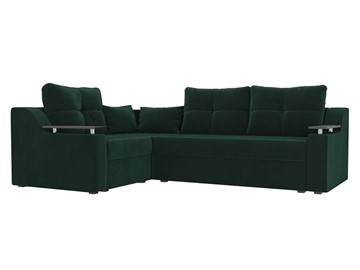 Угловой раскладной диван Кронос боннель, Зеленый (Велюр) в Элисте