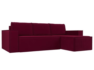 Угловой диван с оттоманкой Куба, Бордовый (микровельвет) в Элисте