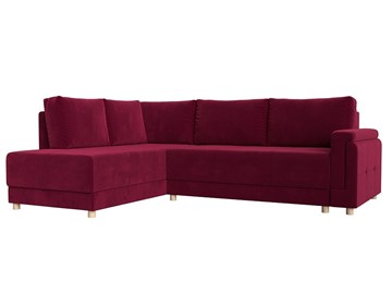 Угловой раскладной диван Лига-024, Бордовый (Микровельвет) в Элисте