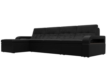 Угловой раскладной диван Лига-035 Лонг, Черный (Экокожа) в Элисте