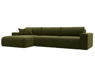 Угловой диван Лига-036 Классик лонг, Зеленый (Микровельвет) в Элисте