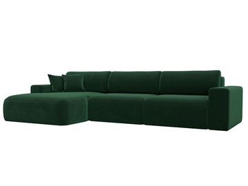 Угловой диван Лига-036 Классик лонг, Зеленый (велюр) в Элисте