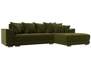 Угловой раскладной диван НордСтар, Зеленый (микровельвет) в Элисте